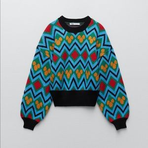 Zara Jacquard Knit Mickey Disney Sweater